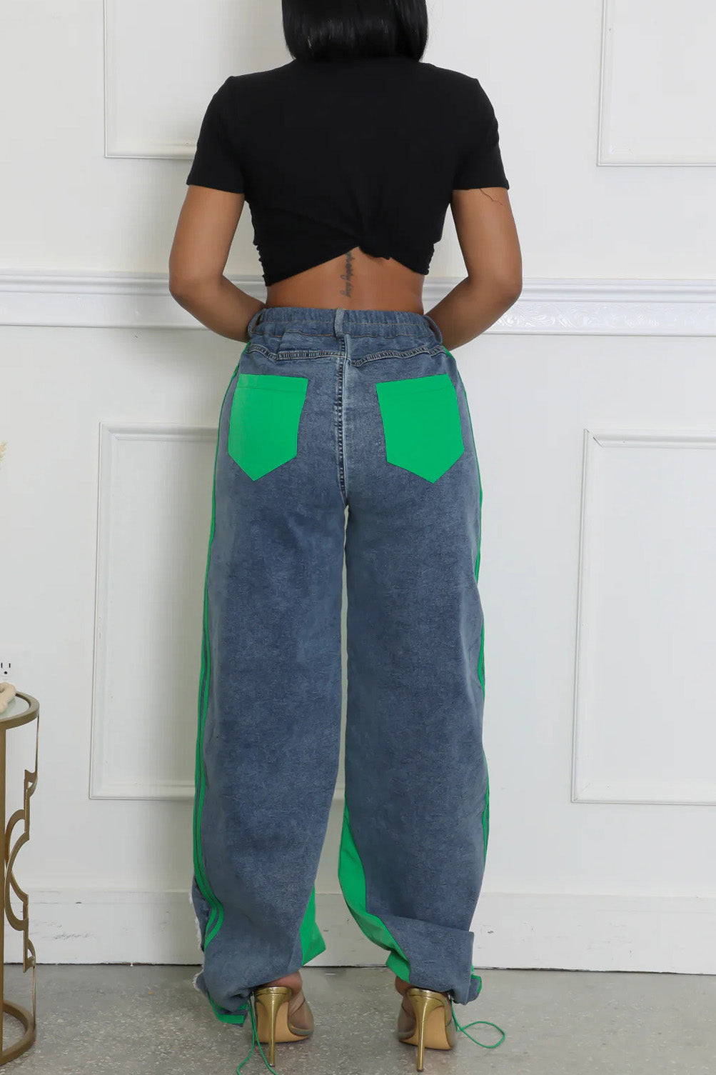 Striped Denim Jogger Pants Lavish Daily