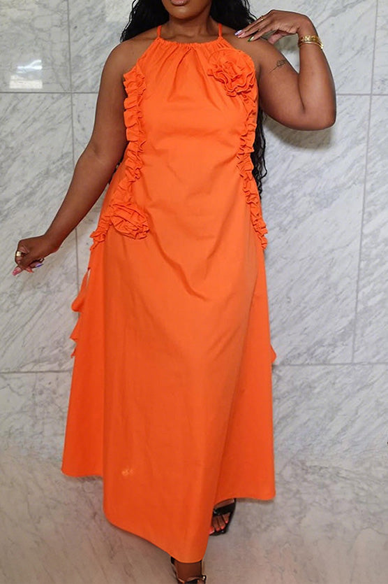 Tie-Strap Sleeveless Ruffled Maxi Dress Lavish Daily