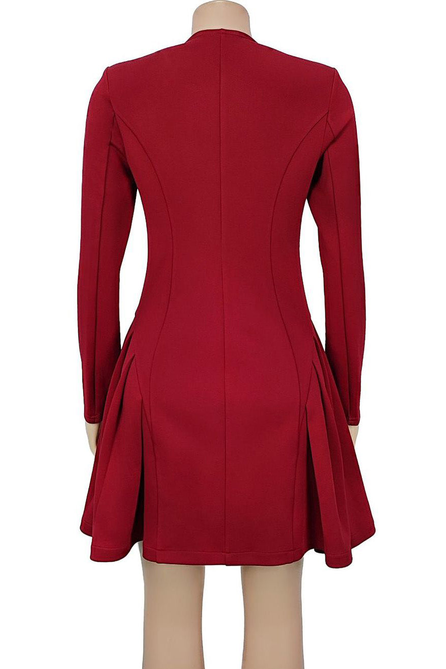 Elegant Deep V Ruffle Long Sleeve Mini Dress Lavish Daily