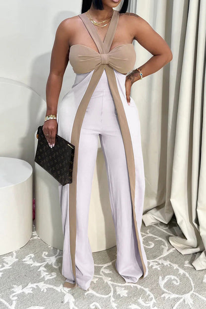 Crisscross Ribbon Cutout Jumpsuit Lavish Daily