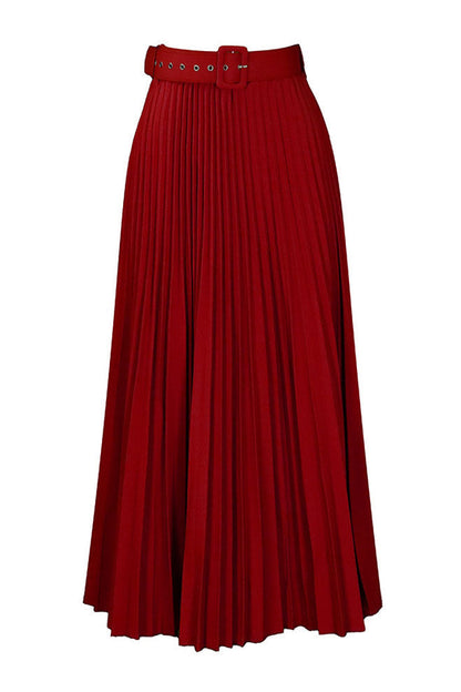 High Waist Pleated Midi Skirt Lavish Daily