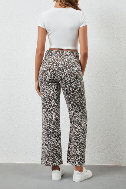 Leopard Print Loose Fit Denim Jeans Lavish Daily