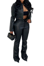 Faux Leather Jacket and Pants Set Lavish Daily