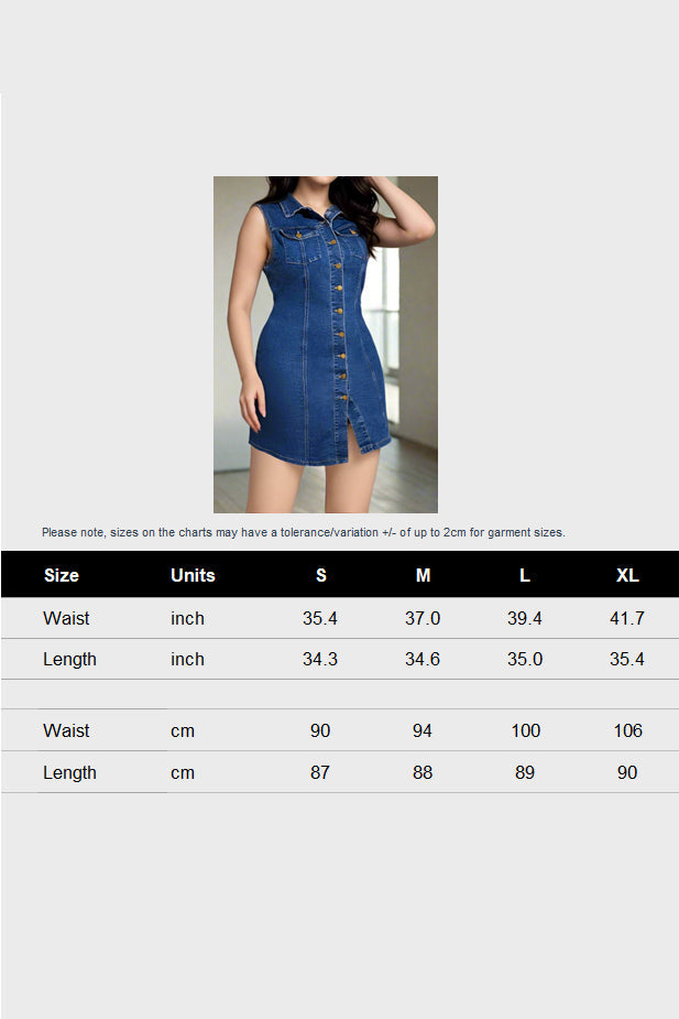 Button Up Sleeveless Denim Dress Lavish Daily