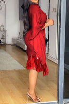 Fringe Combo Dress Lavish Daily