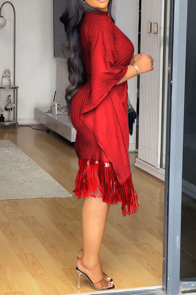 Fringe Combo Dress Lavish Daily