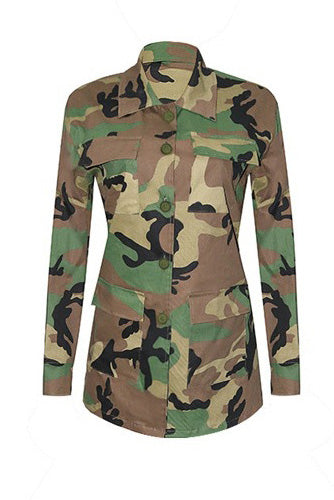 Classic Camo Print Multi-Pocket Jacket Lavish Daily