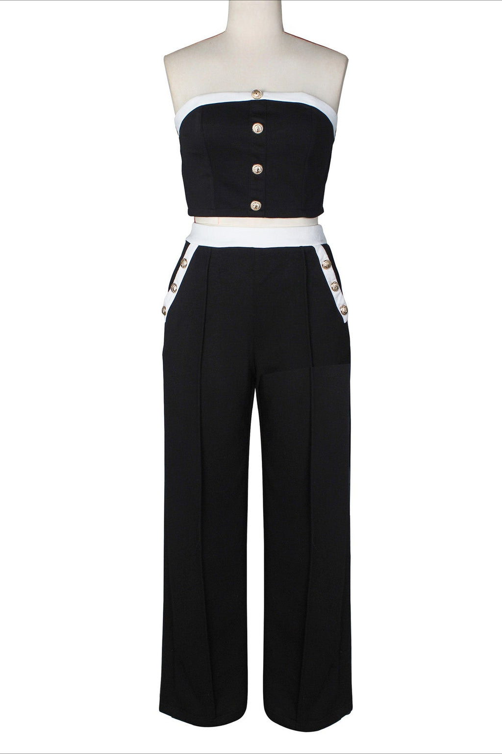 Wide-Leg Pant Suit with Wrap Detail Top Lavish Daily