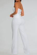Strapless Gold Button Top & Fitted Pants Set Lavish Daily