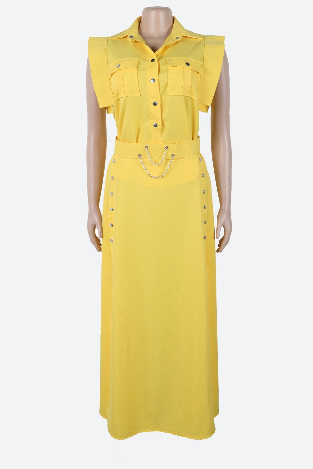 Solid Color Sleeveless Workwear Slit Dress Set Lavish Daily