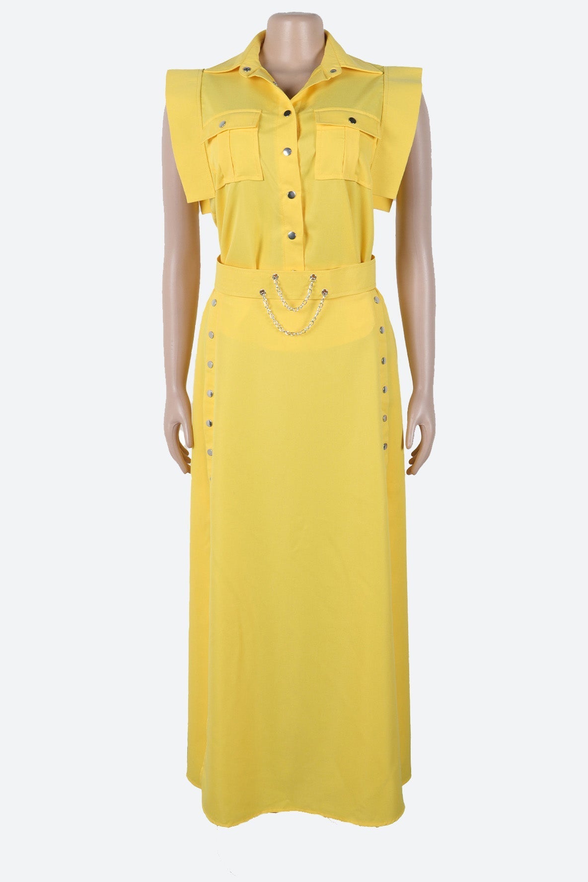 Solid Color Sleeveless Workwear Slit Dress Set Lavish Daily