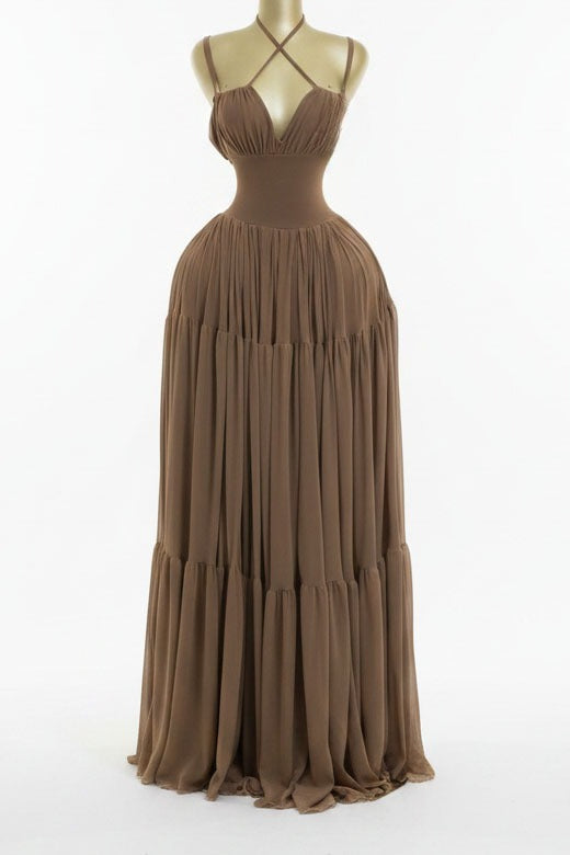 Strappy Tiered Maxi Dress Lavish Daily