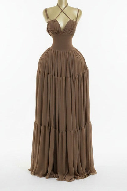 Strappy Tiered Maxi Dress Lavish Daily