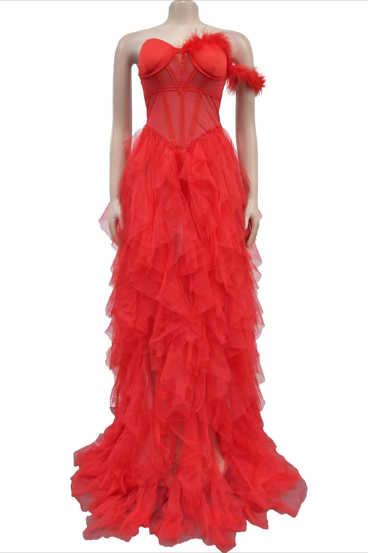 Strapless Corset Tulle Maxi Dress Lavish Daily
