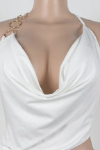 Elegant Ring Cutout Halter Tie Jumpsuit Lavish Daily