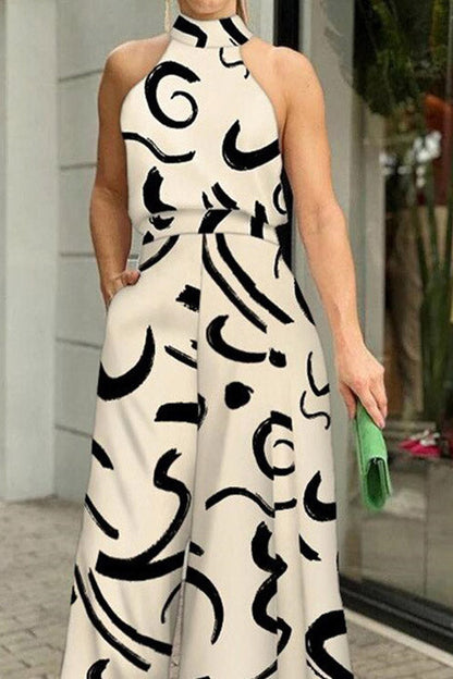 Round Neck Printed Jumpsuit for Women Lavish Daily