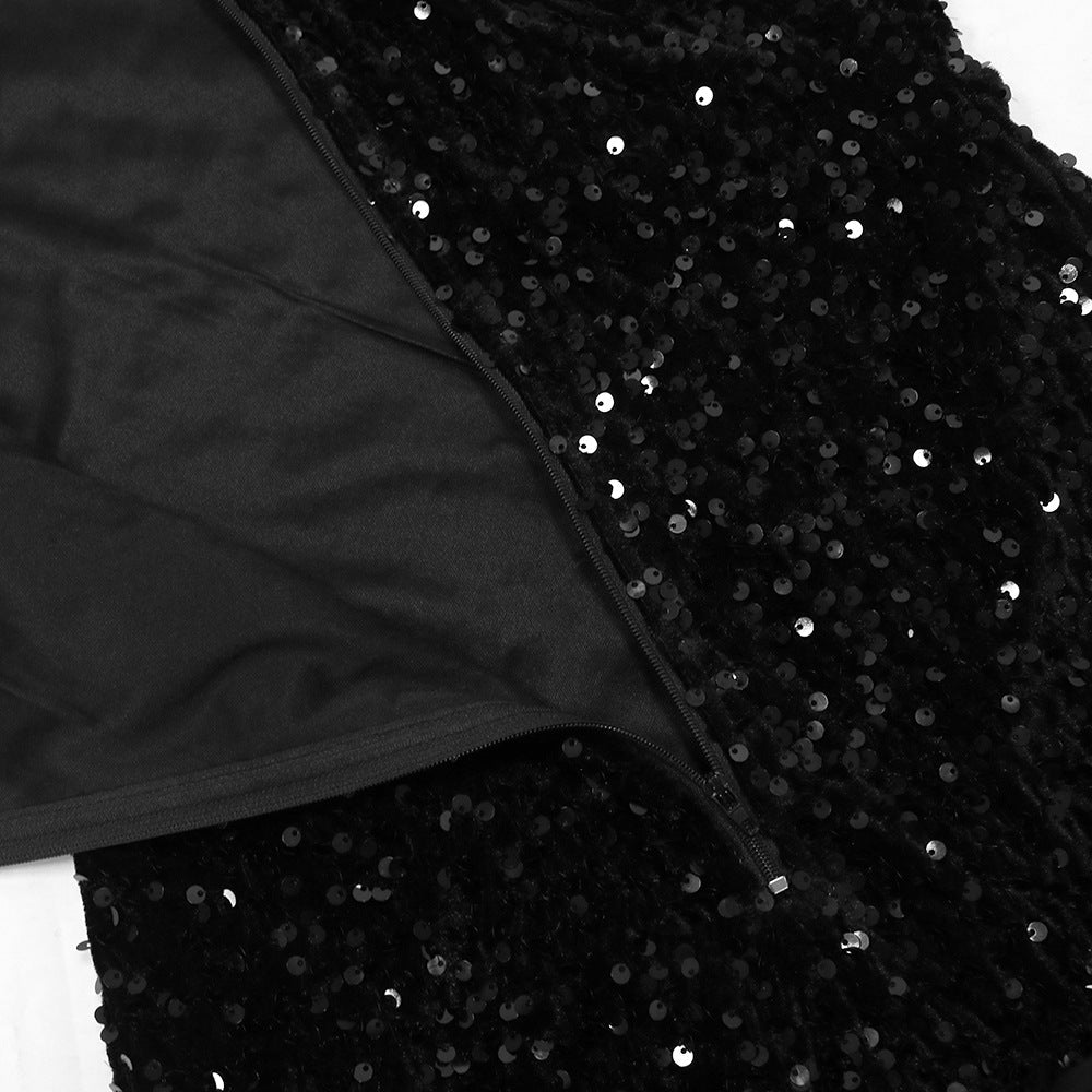 Feather Hemline Sequin Mini Dress Lavish Daily