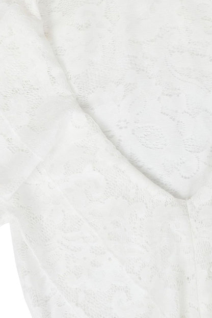 Sheer Lace Ruffled Slit Maxi Dress Lavish Daily