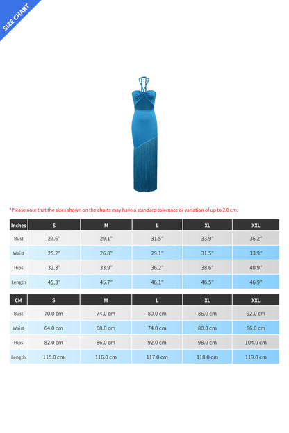 Halter Cutout Fringe Maxi Dress Lavish Daily