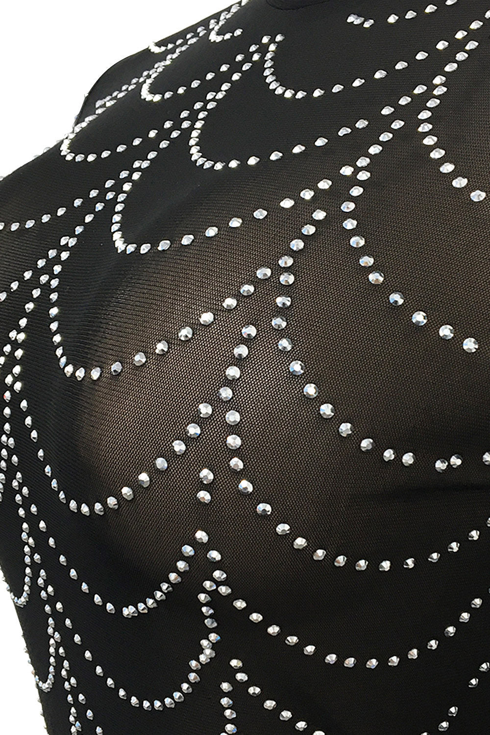 Rhinestone Long-Sleeve Sheer Maxi Dress Lavish Daily