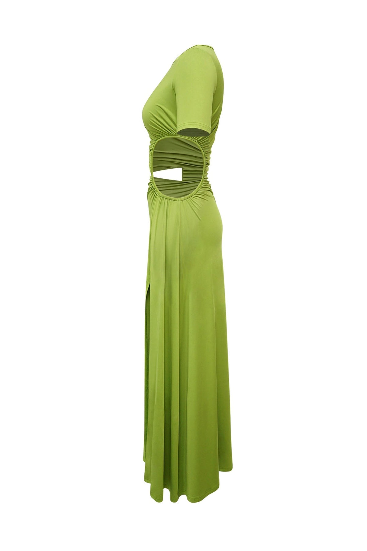 Cutout Ruched High Slit Maxi Dress Lavish Daily