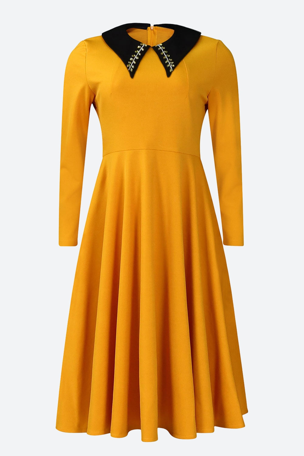 Solid Color Long Sleeve Lapel Elegant Dress Lavish Daily