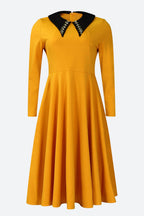 Solid Color Long Sleeve Lapel Elegant Dress Lavish Daily