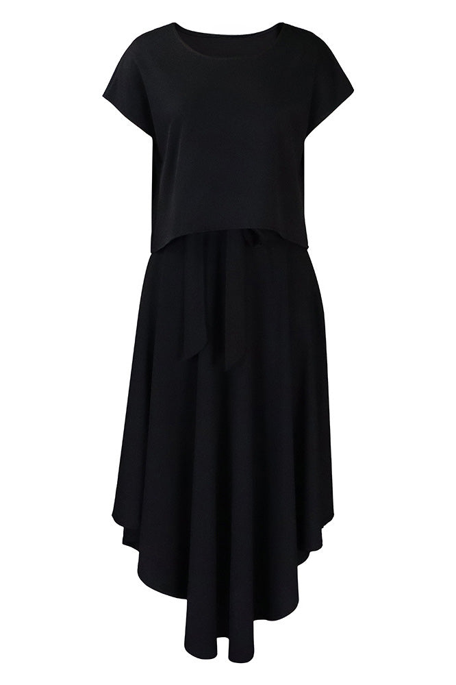 Solid Top & A-Line Midi Skirt Lavish Daily