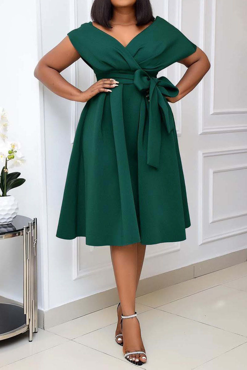 Fallen Shoulder Midi Dress Lavish Daily