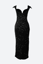 Burgundy Sequin Corset Slit Sweep Dress Lavish Daily