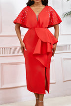 Beaded Ruffled Split Party Dress Lavish Daily