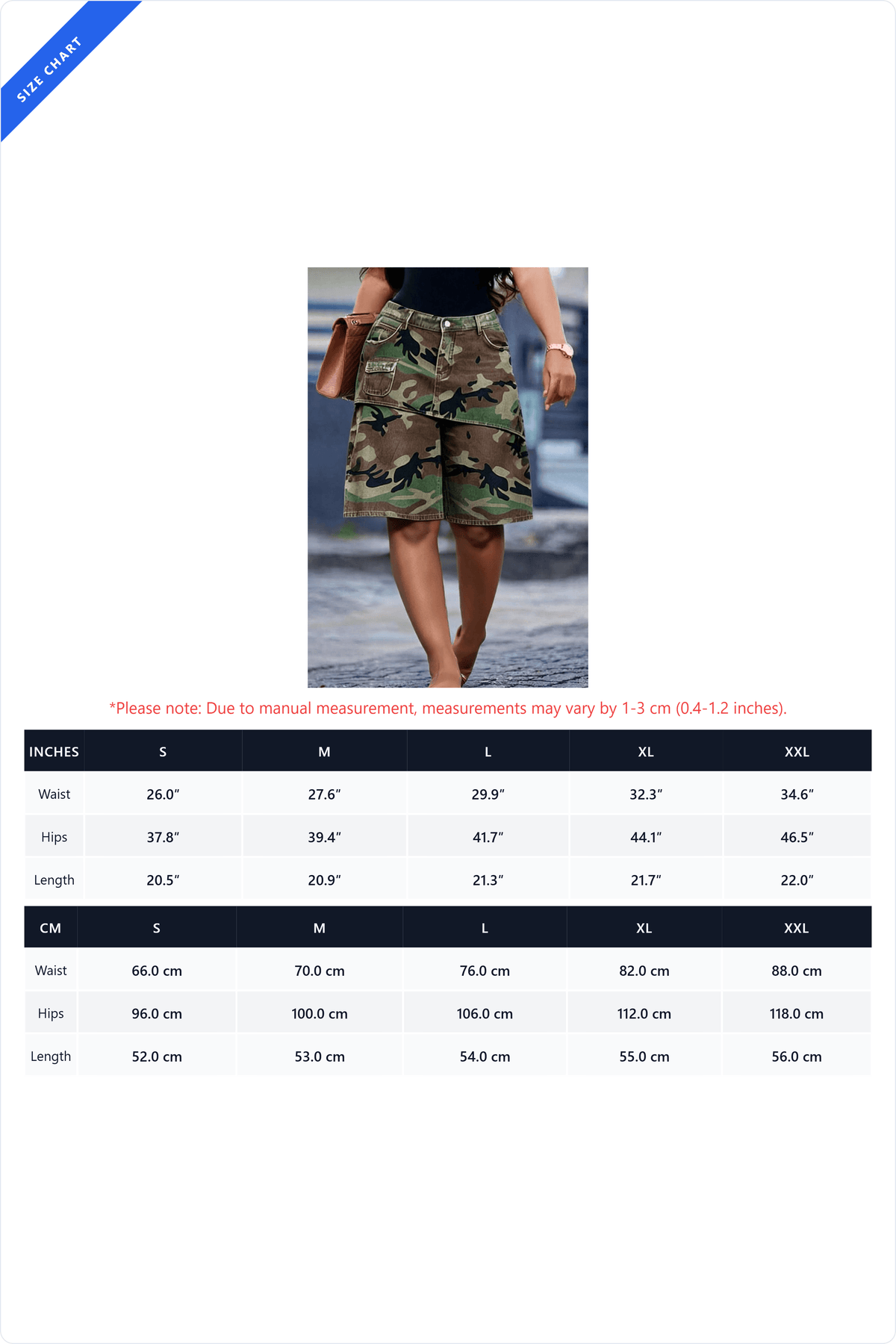 Asymmetrical Camo Denim Shorts Lavish Daily