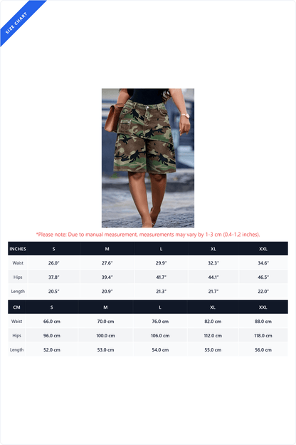 Asymmetrical Camo Denim Shorts Lavish Daily