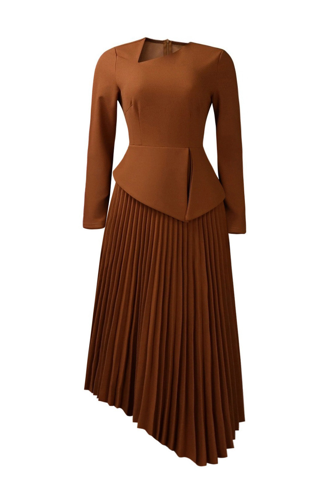 Asymmetric Hem Pleated Midi Dress Lavish Daily
