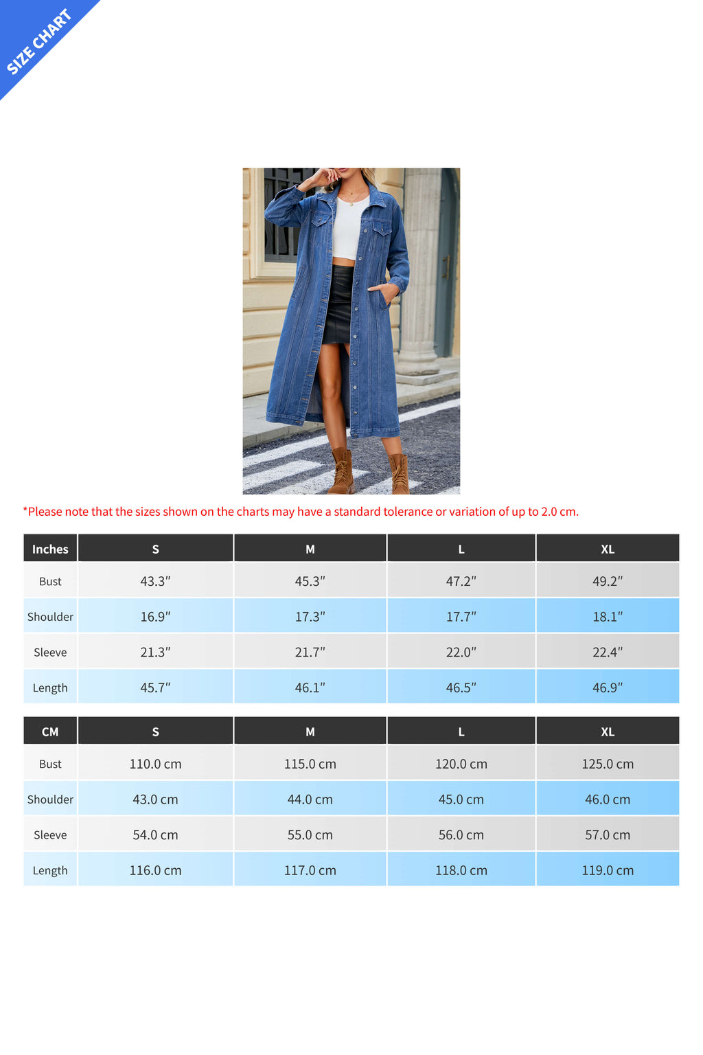 Blue Long Sleeve Denim Duster Jacket Lavish Daily