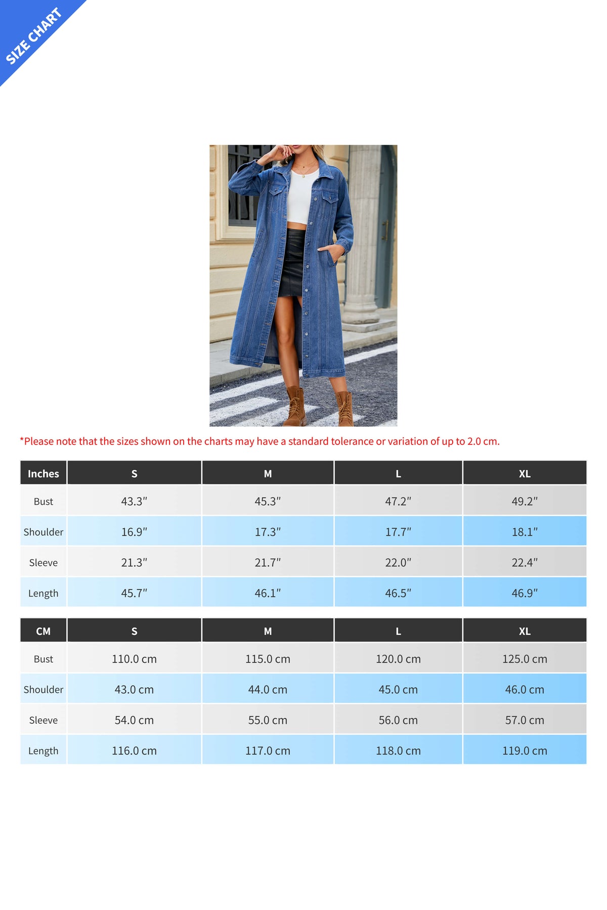 Blue Long Sleeve Denim Duster Jacket Lavish Daily