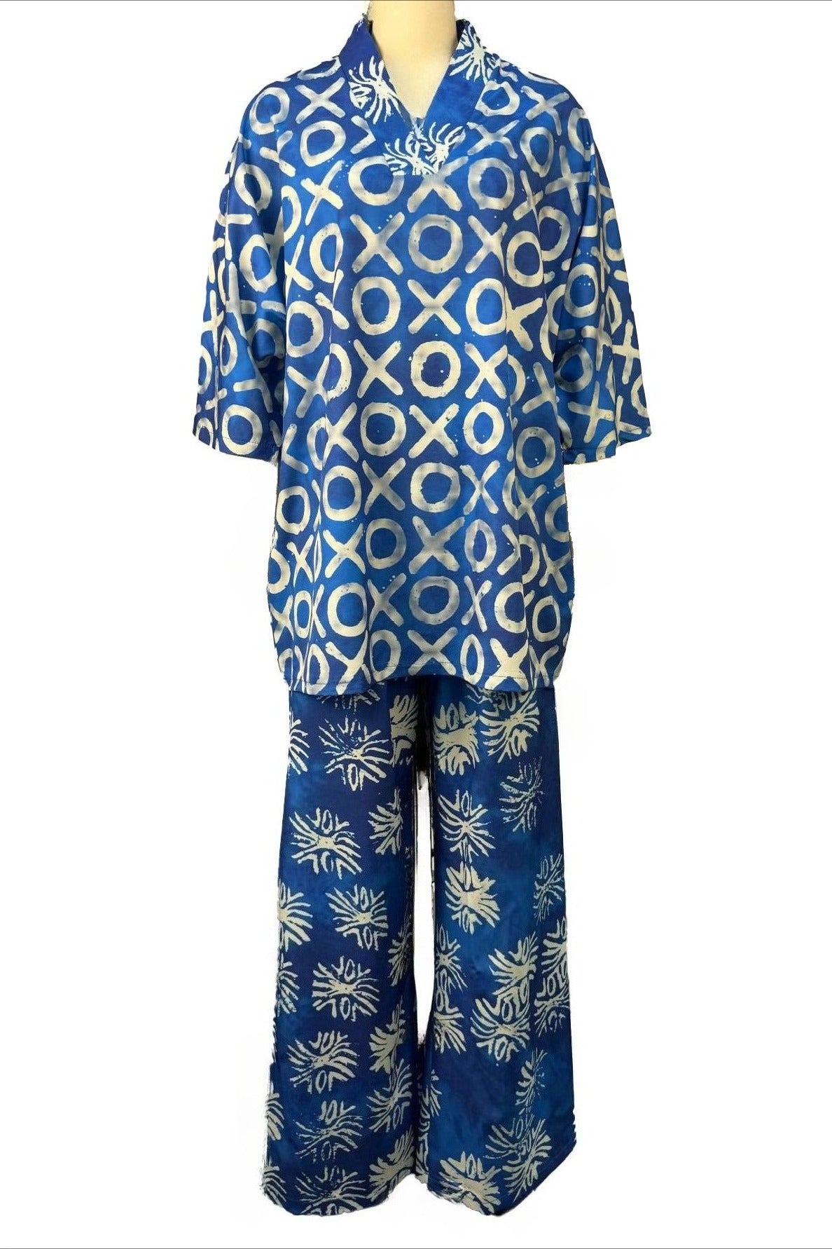 Abstract Print Kaftan & Wide Leg Pants Set Lavish Daily