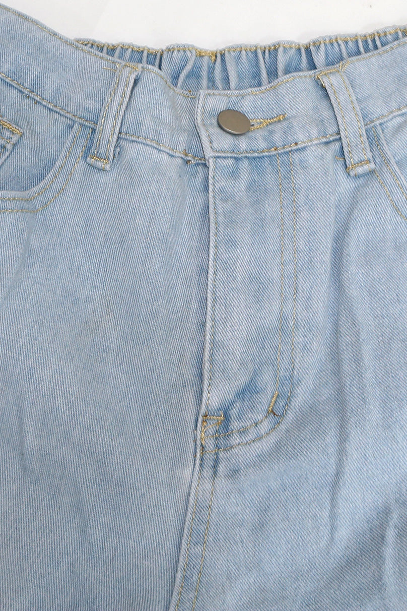 Distressed Cargo Jeans with Multi Pockets Lavish Daily