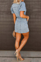 Loose Denim Short Sleeve Dress Lavish Daily