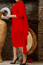 Elegant 3/4 Sleeve Cloak Bodycon Dress Lavish Daily