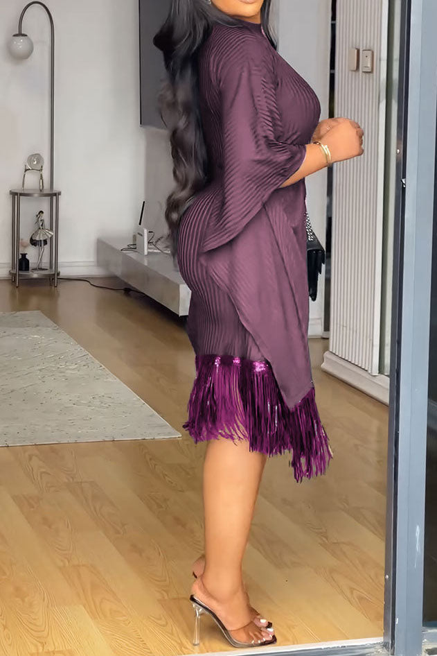 Fringe Combo Dress Lavish Daily