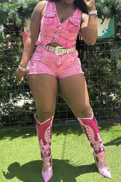 Denim Vest & Shorts Set Lavish Daily
