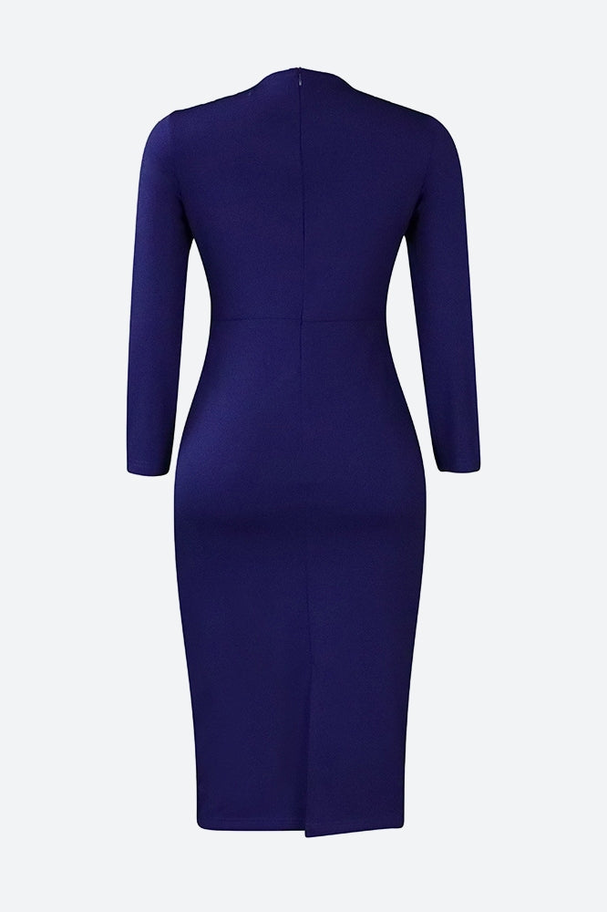 Bodycon Long Sleeve Midi Pencil Dress Lavish Daily