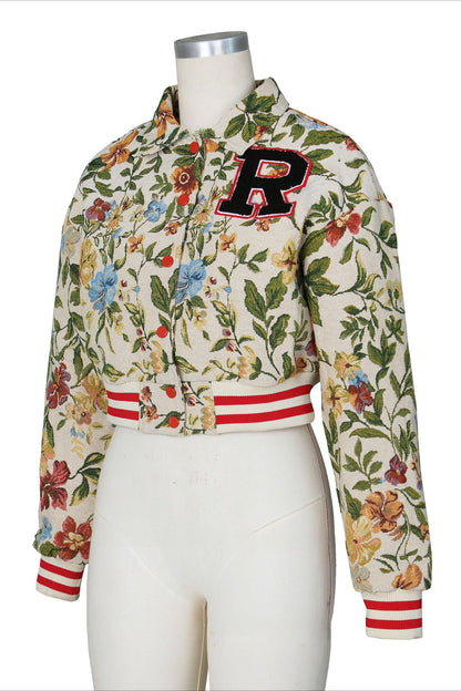 Cropped Tapestry Varsity Jacket Lavish Daily