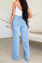 High Waist Light Washed Ripped Jeans Lavish Daily