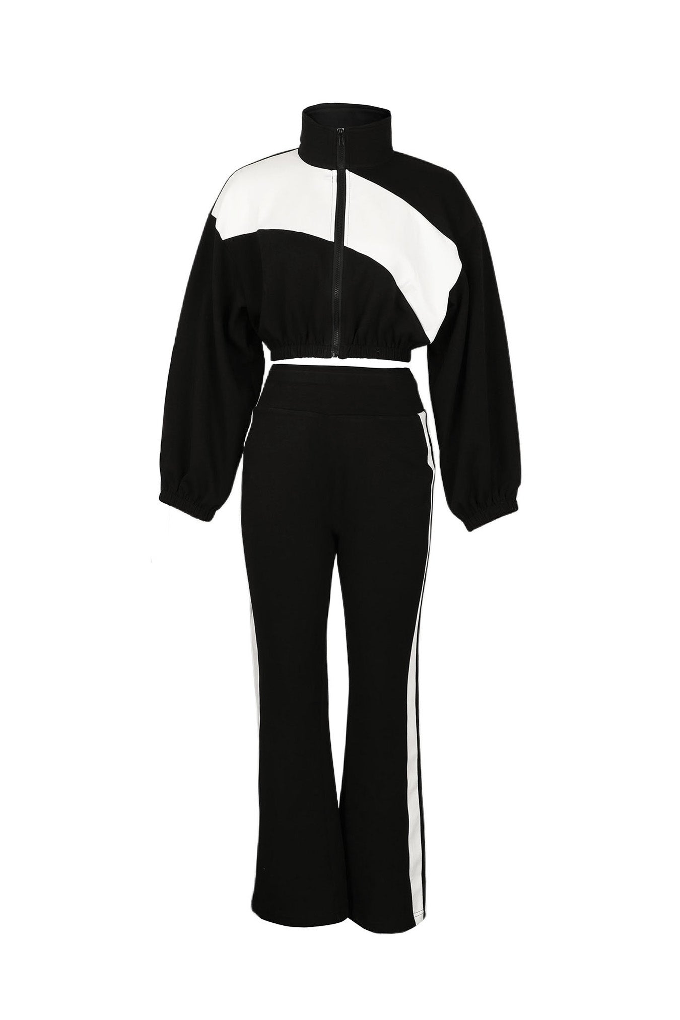 Colorblock Zip Up Jacket and Pants Set Lavish Daily