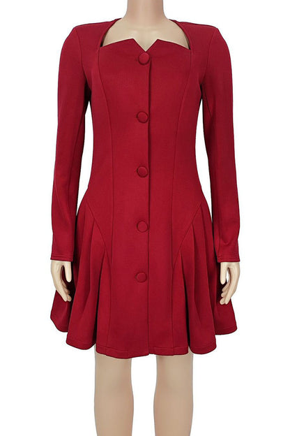 Elegant Deep V Ruffle Long Sleeve Mini Dress Lavish Daily