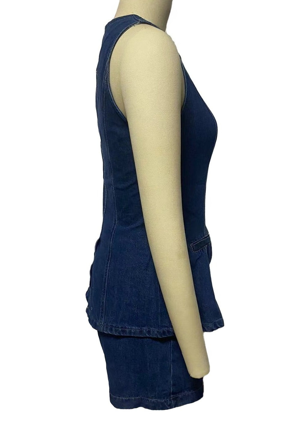 Denim Button-Up Vest & Shorts Set Lavish Daily