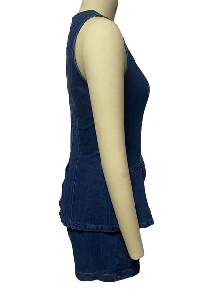 Denim Button-Up Vest & Shorts Set Lavish Daily