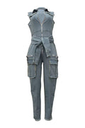 Sleeveless Tummy Control Zip Up Lapel Jumpsuit Lavish Daily